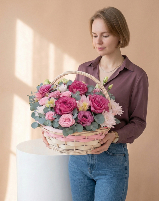 Корзина с цветами "Мальвина"