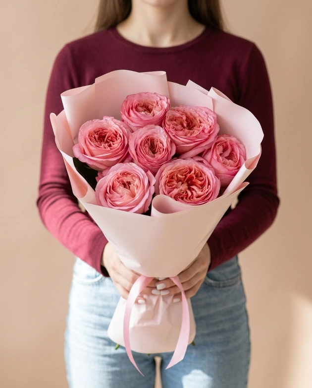 7  Пионовидных роз Pink Expression