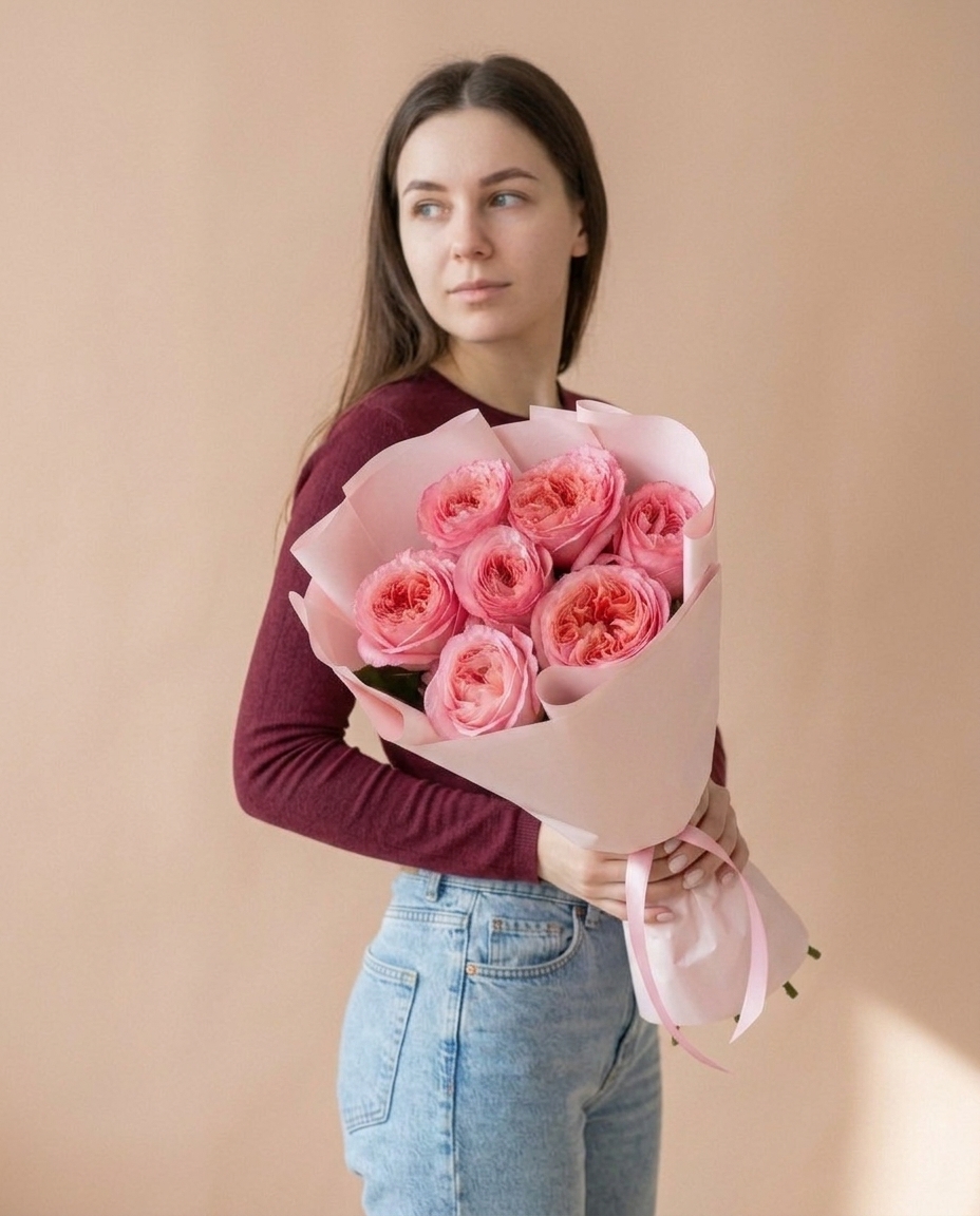 7  Пионовидных роз Pink Expression